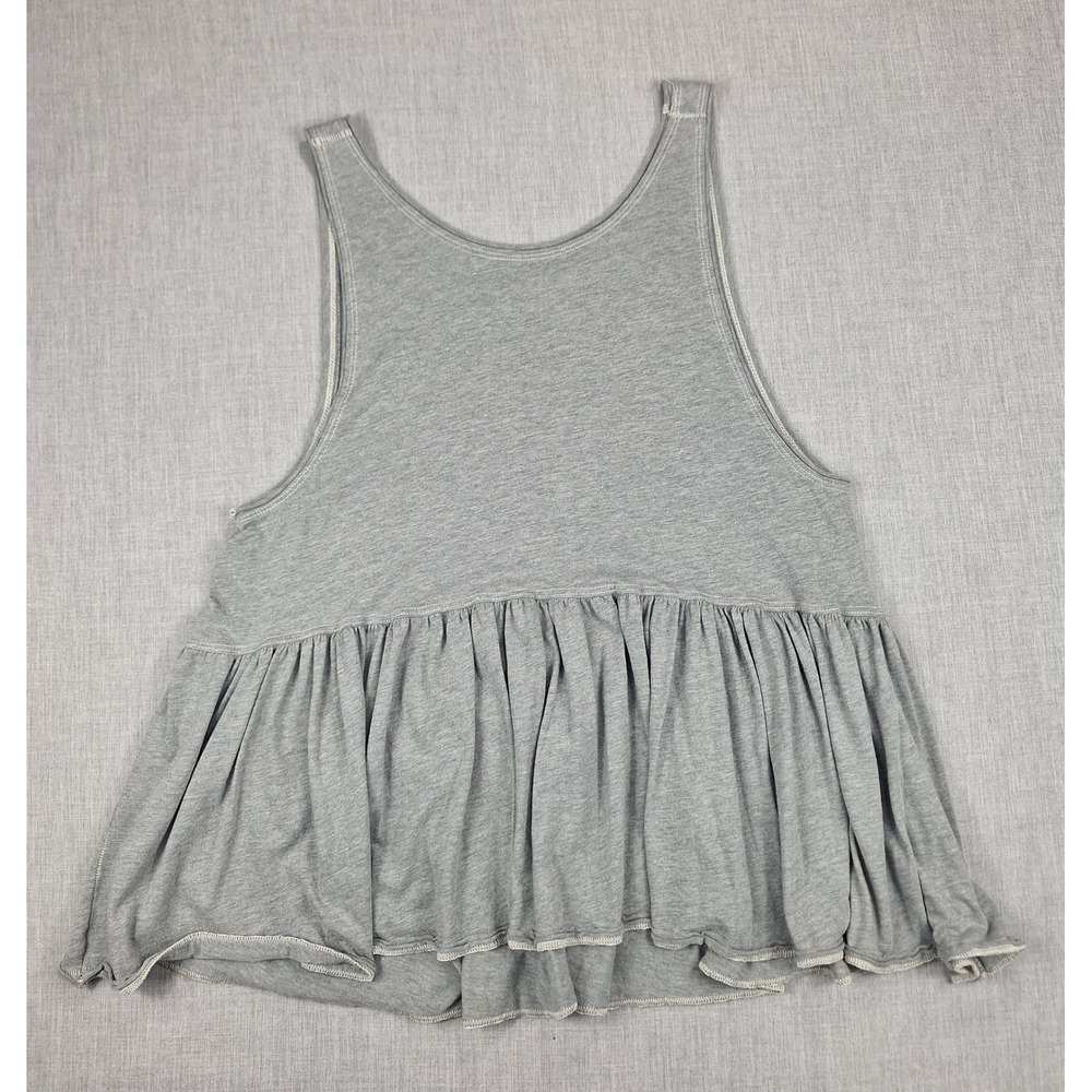We The Free Free People Gray Babydoll Peplum Tank Top Size S Scoop Back Boho